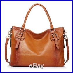 NESITU Large Capacity Genuine Leather Women's Handbag Laptop Office Shoulder Bag