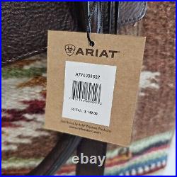 NEW ARIAT Ladies Sheridan Southwestern Laptop Tote Bag Brown Leather Wool