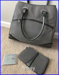 NEW Elegant Womens Tumi briefcase/Laptop Gray Leather& Canves Bag 2 Pc