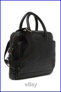 NEW FRYE Leather Messenger Laptop Work Bag Briefcase Etched Attache Men Women