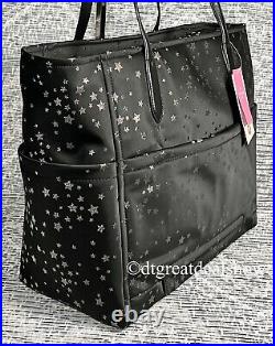 NEW Kate Spade Large Tote Bag Laptop Travel Work Purse Black with Glitter Stars
