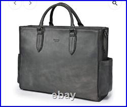 NEW Old Trend Monte Leather Grey Tote Laptop Bag With Dust Bag