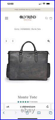 NEW Old Trend Monte Leather Grey Tote Laptop Bag With Dust Bag