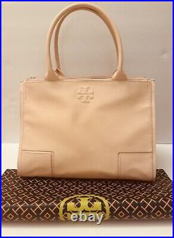 NEW TORY BURCH Large Ella Laptop Work Tote Bag Leather and Canvas Light Pink