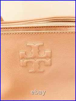 NEW TORY BURCH Large Ella Laptop Work Tote Bag Leather and Canvas Light Pink