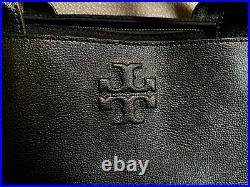 NEW Tory Burch Large Ella Laptop Luggage Black Canvas & Leather Laptop Tote bag