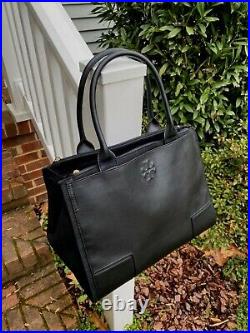 NEW Tory Burch Large Ella Laptop Luggage Black Canvas & Leather Laptop Tote bag