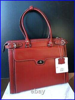 NOS Vintage MCKLEIN USA Tote Laptop Bag Case Leather WINNETKA 94836 Red 16x13