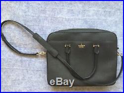 NWOT Kate Spade Black Leather 13 Laptop Messenger Briefcase Crossbody Bag