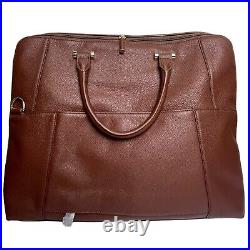 NWOT Levenger Womens Brown Leather Structured Messenger Briefbag w Laptop Case