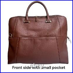 NWOT Levenger Womens Brown Leather Structured Messenger Briefbag w Laptop Case