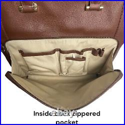 NWOT Levenger Womens Brown Leather Structured Messenger Briefbag w Laptop Case