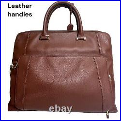 NWOT Levenger Womens Brown Leather Structured Messenger Briefbag w Laptop Case