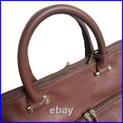 NWOT Levenger Womens Brown Leather Structured Messenger Briefbag w Laptop Case