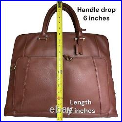 NWOT Levenger Womens Brown Leather Structured Messenger Briefbag w Laptop Case