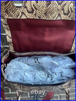 NWT $368 Margot Victoria Stirrup Natural Python Leather Satchel travel laptop LG