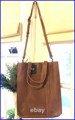 NWT ABLE Local & Global Elsabet Whiskey Leather Tote Bag Hand Made in Ethiopia