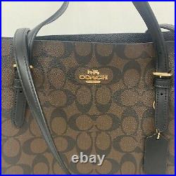 NWT Authentic COACH MOLLIE Signature Coated Canvas Leather Shoulder Brown/Black