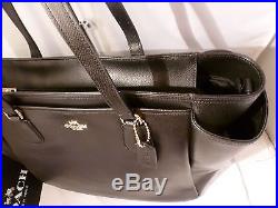NWT COACH BLACK Crossgrain Leather Baby Bag Diaper Laptop Travel Tote 57786
