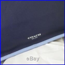 NWT COACH Legacy Leather Navy Blue Laptop Magazine Tote Shoulder Bag NEW
