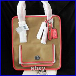 NWT COACH Legacy Leather Tan/Pink Laptop Magazine Tote Shoulder Bag NEW $458