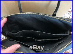 NWT COACH Womans Crossgrain Leather Laptop/Briefcase Crossbody Bag Black/Gold