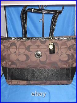 NWT Coach 20037 XL Signature Stripe Diaper LAPTOP BABY Bag Multifunction Tote