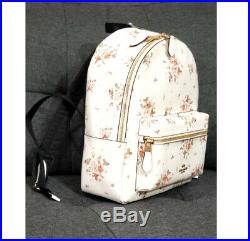 NWT Coach 91530 Charlie Backpack medium laptop bag Rose Bouquet Floral satchel