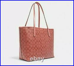 NWT Coach City Tote Signature Canvas Candy Pink laptop shoulder bag handbag