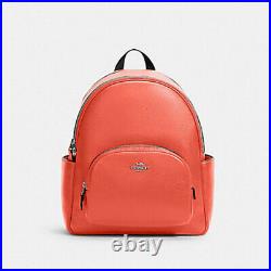 NWT Coach Court Backpack 5886 Tangerine Leather laptop bag gym tote satchel