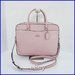 NWT Coach F39022 Women Laptop Bag Crossbody Briefcase Leather Carnation Pink 398