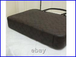 NWT Coach Laptop Bag f39023 signature tote satchel Brown Black