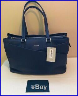 NWT Cole Haan American Airlines Womens Blue Leather Brief Laptop Bag $395