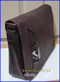 NWT Italian Made Dark Brown Vintage Leather Messenger Bag