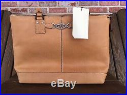 NWT Johnston Murphy Womens Natural Tan Leather Tote Laptop Bag 17x13
