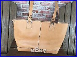 NWT Johnston Murphy Womens Natural Tan Leather Tote Laptop Bag 17x13