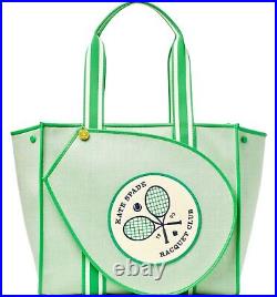 NWT? KATE SPADE Courtside LARGE Canvas /Leather Tennis Tote Bag Green 13 LAPTOP