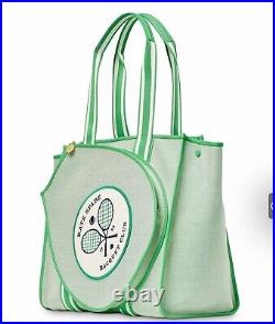 NWT? KATE SPADE Courtside LARGE Canvas /Leather Tennis Tote Bag Green 13 LAPTOP
