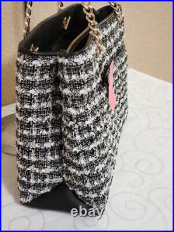 NWT KATE SPADE natalia Chain tote tweed satchel shoulder bag black laptop