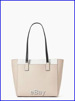 NWT Kate Spade Cameron Colorblock Laptop Tote Bag Leather Warm Beige NEW $449