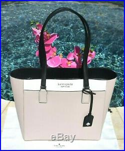 NWT Kate Spade Cameron Laptop Tote Bag Colorblock Leather Warm Beige NEW $449