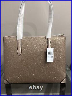 NWT Kate Spade large Rose Gold Shimmy Glitter sparkle TOTE Laptop bag SOLD OUT