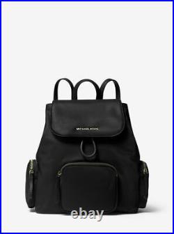 NWT MICHAEL KORS ABBEY Large Cargo Backpack Black Nylon laptop bookpack bag