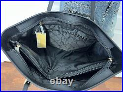 NWT Michael Kors Black Jet Set Medium Saffiano Leather Top Zip Tote Bag Laptop