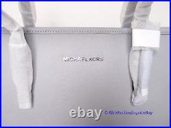 NWT Michael Kors Jet Set Zip Top Multifunction Laptop Leather Shoulder Tote GREY