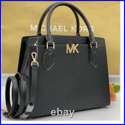 NWT Michael Kors Mott Large satchel tote laptop shoulder bag leather black