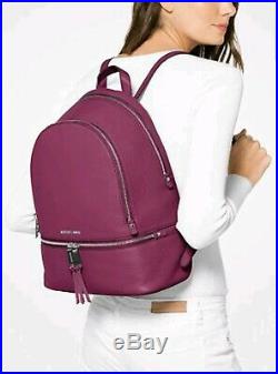 NWT Michael Kors Rhea Zip leather Backpack laptop bag bookpack travel gym Gift