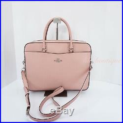NWT New Coach F39022 Women Laptop Bag Crossbody Briefcase Leather Petal Pink 398