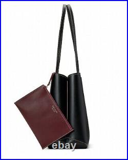 NWTKate Spade All Day Large Tote Bag Black Leather + Red Pouch Fits 13 LAPTOP