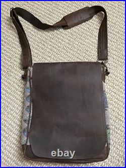 Navajo Southwestern Leather Laptop Crossbody with Leather Canvas Or Leather Top